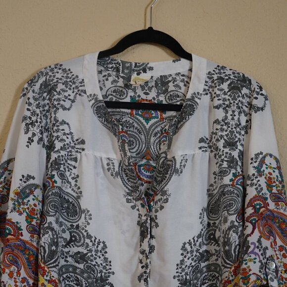 Fig and Flowers Anthropologie Womens White Rainbow Paisley Peasant Tunic Top 2X - Picture 4 of 11